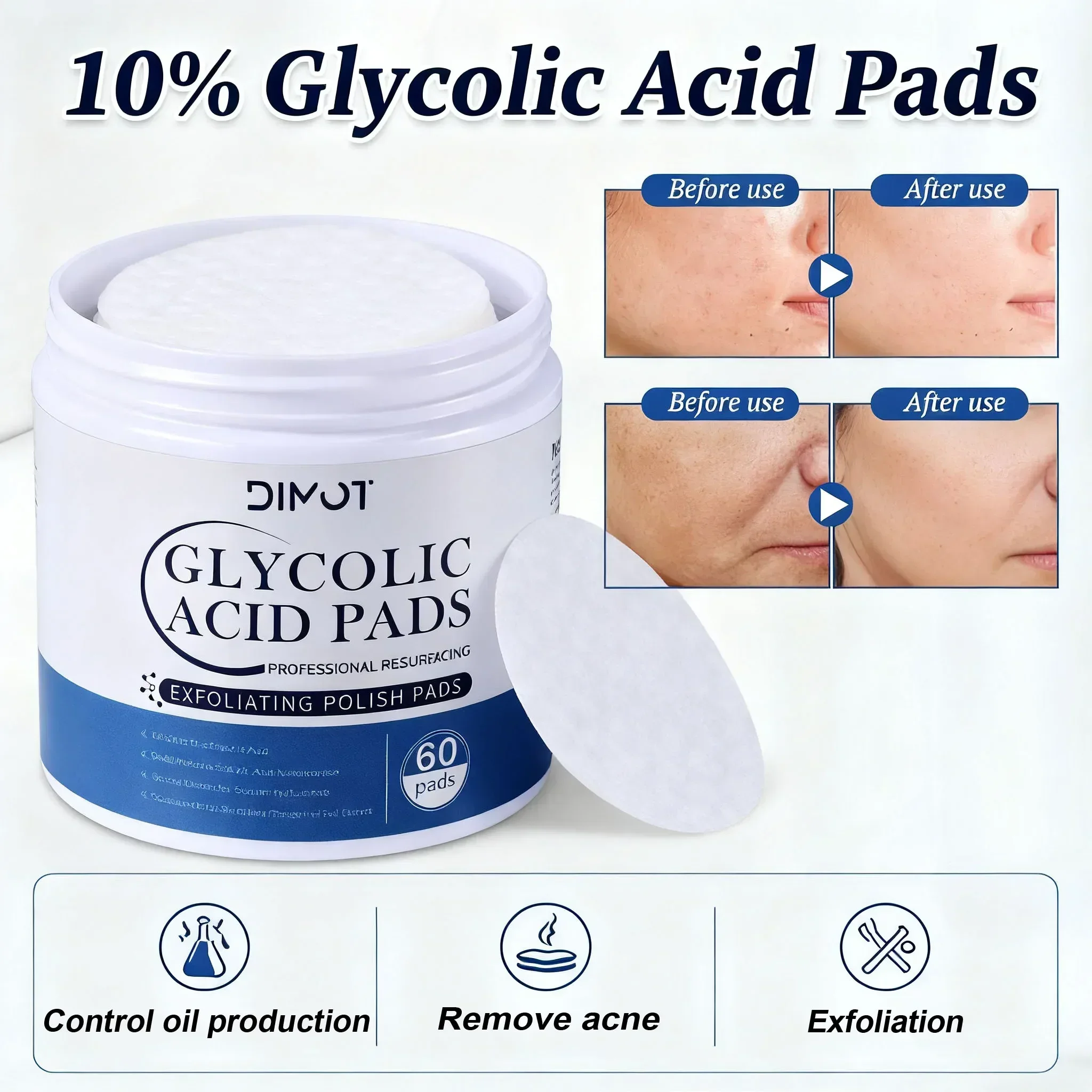 Glycolic Acid Exfoliant - Pore Purifying Glycolic Acid Pads (60pcs)