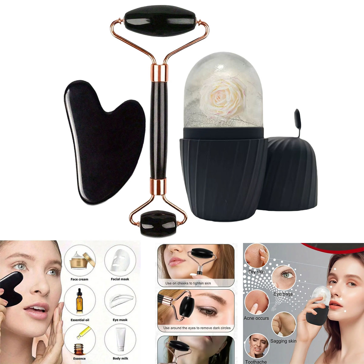 Skincare Ingredients Checker - Ice Face Roller Set 1/2/3pcs Facial