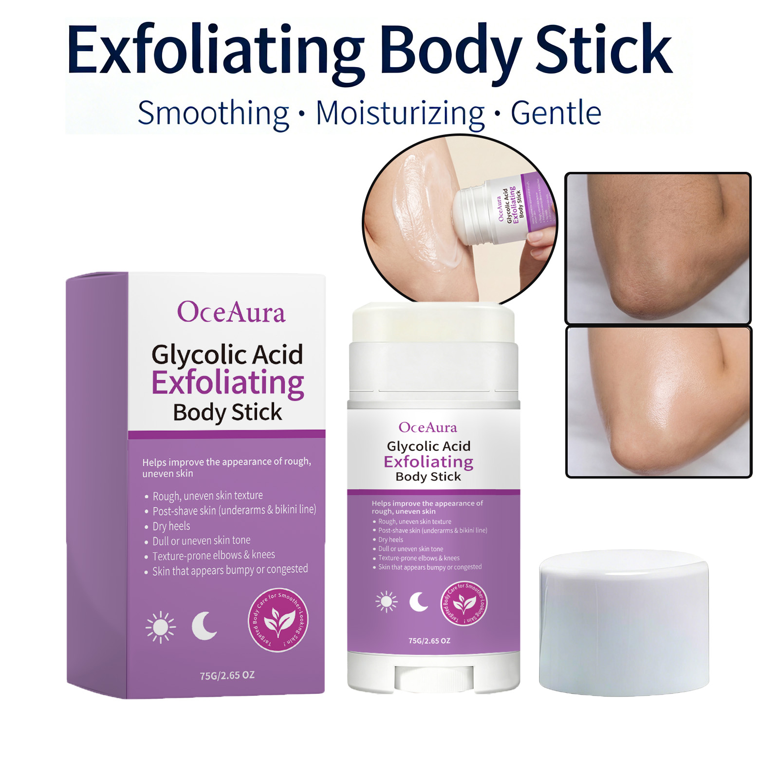 Glycolic Acid Exfoliant - Exfoliating Body Stick Smoothing AHA BHA